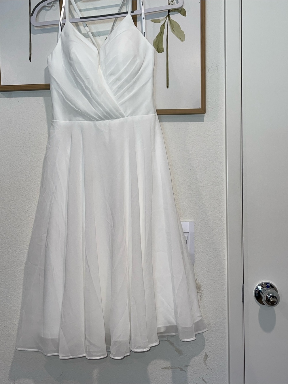 White Spaghetti Strap A-Line Dress
